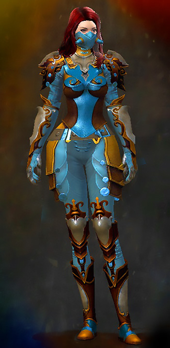 Female WvW - Triumphant Guild Wars 2 Human Medium Female WvW Armor Set - Dyed Blue & Gold - Triumphant
