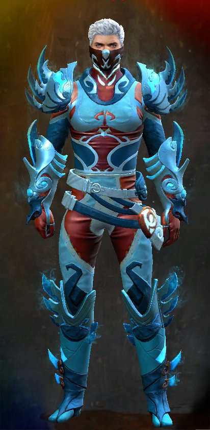 Male End of Dragons - Ancient Tahkayun Guild Wars 2 Human Medium Male End of Dragons Armor Set - Dyed Blue & Gold - Ancient Tahkayun