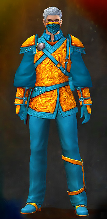 Male Karma - Duelist Guild Wars 2 Human Medium Male Karma Armor Set - Dyed Blue & Gold - Duelist
