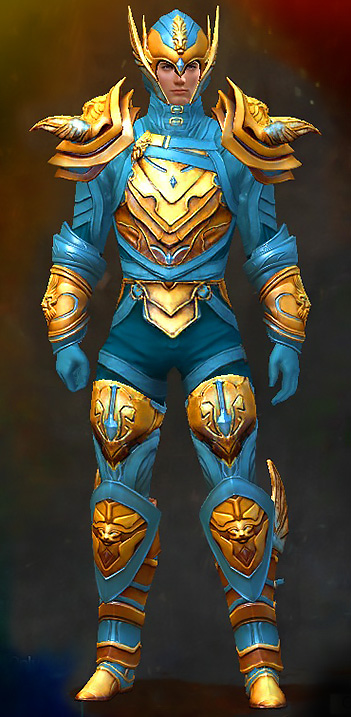 Male PvP - Glorious Guild Wars 2 Human Medium Male PvP Armor Set - Dyed Blue & Gold - Glorious