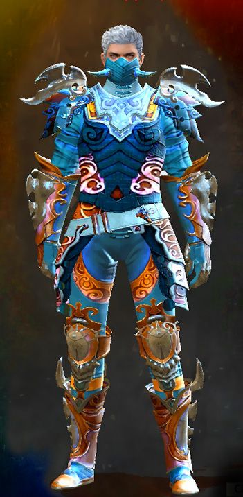 Male WvW - Mistforged Triumphant Hero's Guild Wars 2 Human Medium Male WvW Armor Set - Dyed Blue & Gold - Mistforged Triumphant Hero's