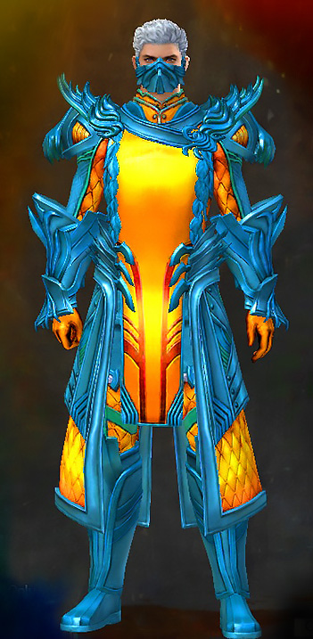 Male Crafted - Ornate Guild Guild Wars 2 Human Medium Male Crafted Armor Set - Dyed Blue & Gold - Ornate Guild