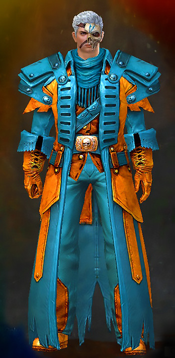 Male Crafted - Rascal Guild Wars 2 Human Medium Male Crafted Armor Set - Dyed Blue & Gold - Rascal