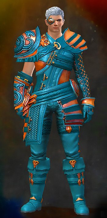 Male Gem Store - Viper's Guild Wars 2 Human Medium Male Gem Armor Set - Dyed Blue & Gold - Viper's