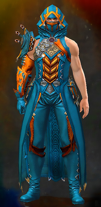 Male Order of Whispers - Whisper's Secret Guild Wars 2 Human Medium Male Order Armor Set - Dyed Blue & Gold - Whisper's Secret