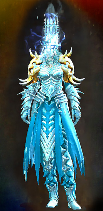 Female - Forged Guild Wars 2 Human Female Outfit - Dyed Blue & Gold - Forged
