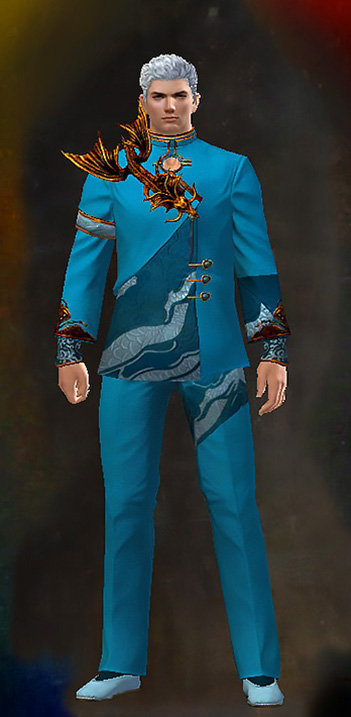 Male - Ancestral Guild Wars 2 Human Male Outfit - Dyed Blue & Gold - Ancestral