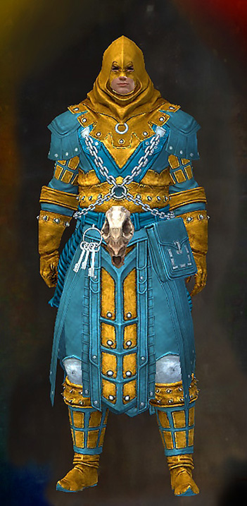 Male - Executioner's Guild Wars 2 Human Male Outfit - Dyed Blue & Gold - Executioner's