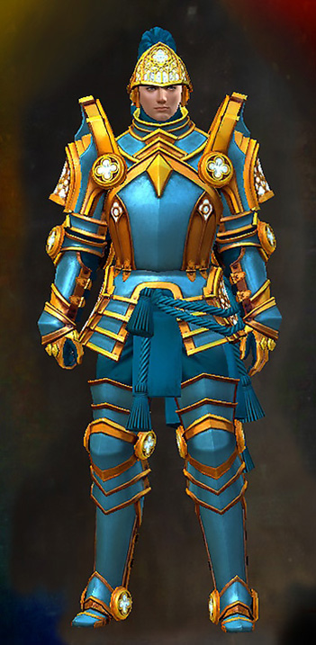 Male - Royal Guard Guild Wars 2 Human Male Outfit - Dyed Blue & Gold - Royal Guard