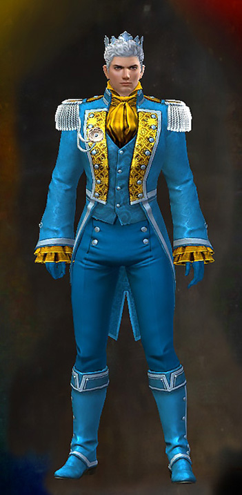 Male - Wedding Guild Wars 2 Human Male Outfit - Dyed Blue & Gold - Wedding